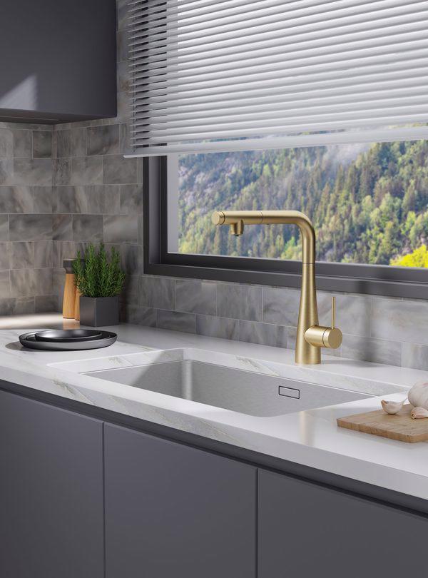 Baterie bucătărie SPLIT pentru osmoză inversă, auriu periat