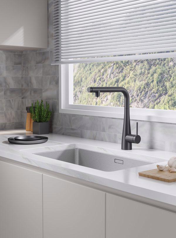 Baterie bucătărie SPLIT pentru osmoză, negru mat