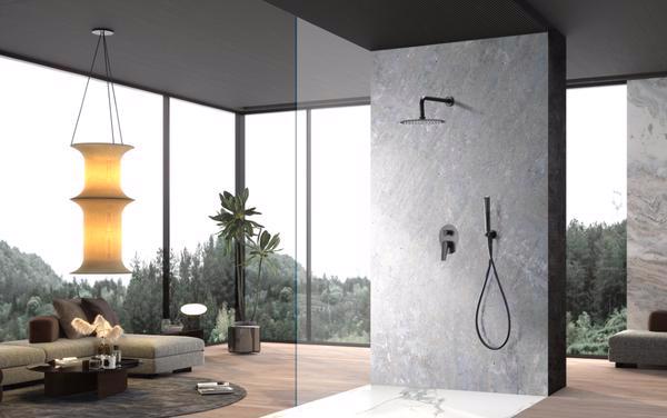 Set de duș monocomandă încastrat Delos, negru mat