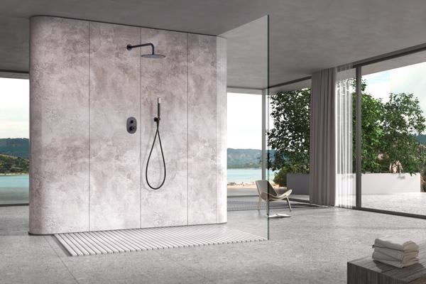 Set de duș monocomandă încastrat Olimpo negru mat