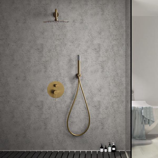 Set de duș încastrat cu monocomandă Line auriu periat