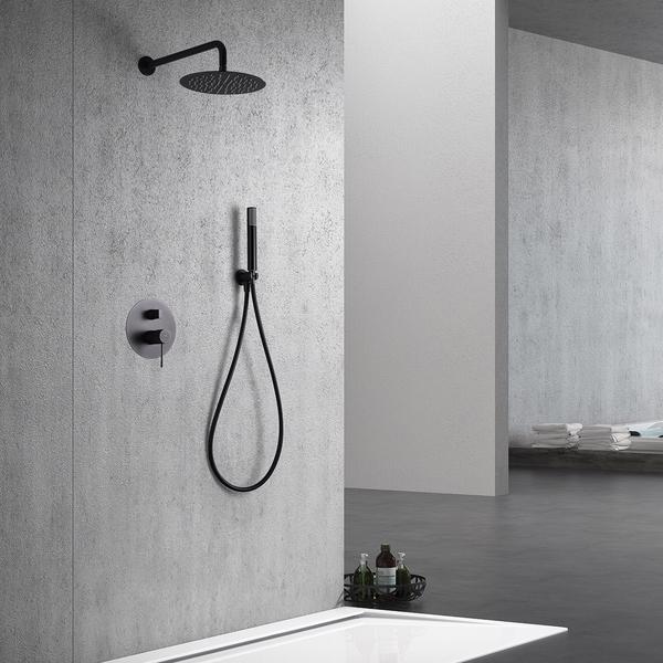 Set de duș încastrat cu monocomandă Line, din metal negru erbicid