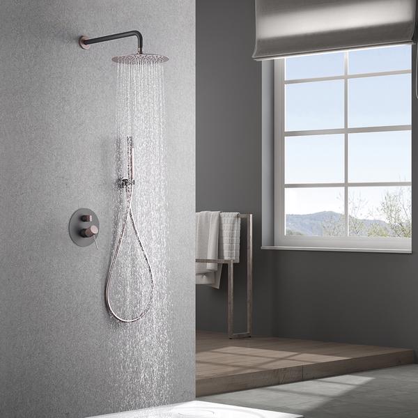 Set de duș încastrat cu monocomandă Line gri șampanie