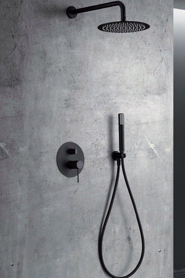 Set de duș încastrat cu monocomandă Line negru mat