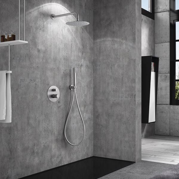 Set de duș încastrat cu monocomandă Line, nichel periat