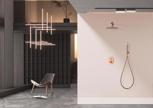 Set de duș încastrat cu monocomandă Olimpo, auriu roz periat