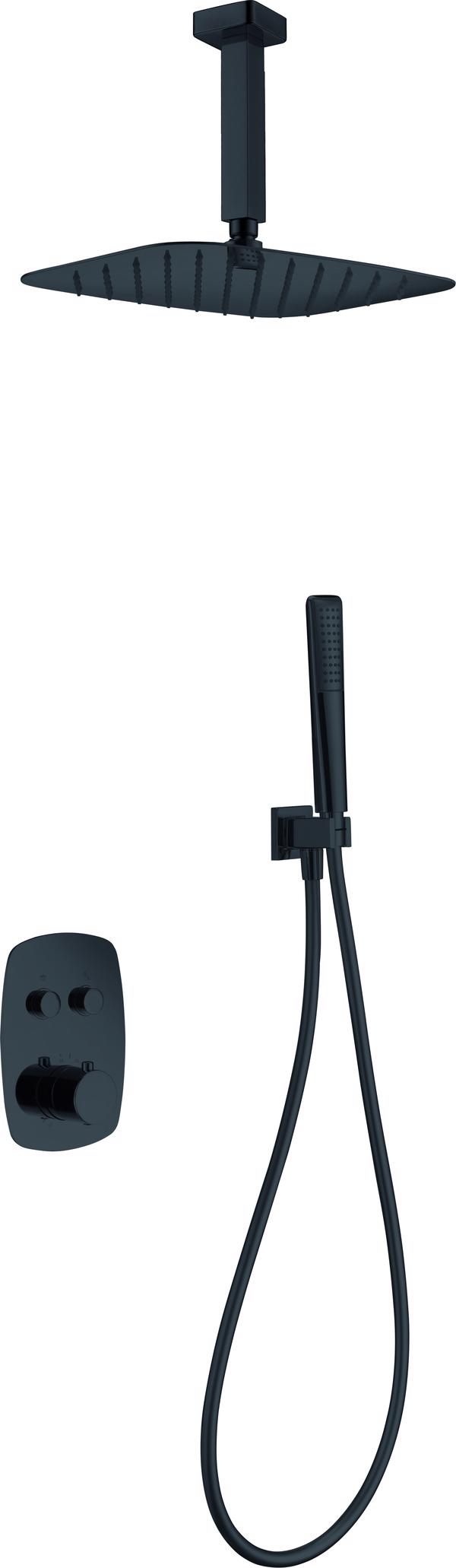 Set de duș încastrat termostatic Feroe negru mat